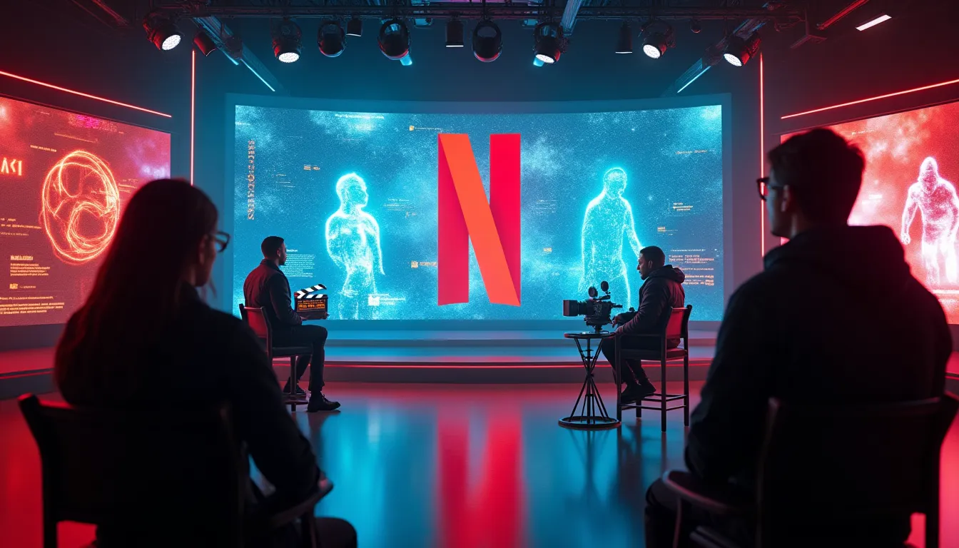 Netflix logo with AI-generated background