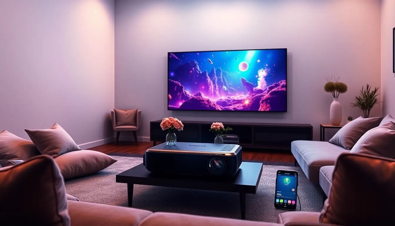 Samsung Freestyle+ AI-powered portable projector displayed at CES 2026