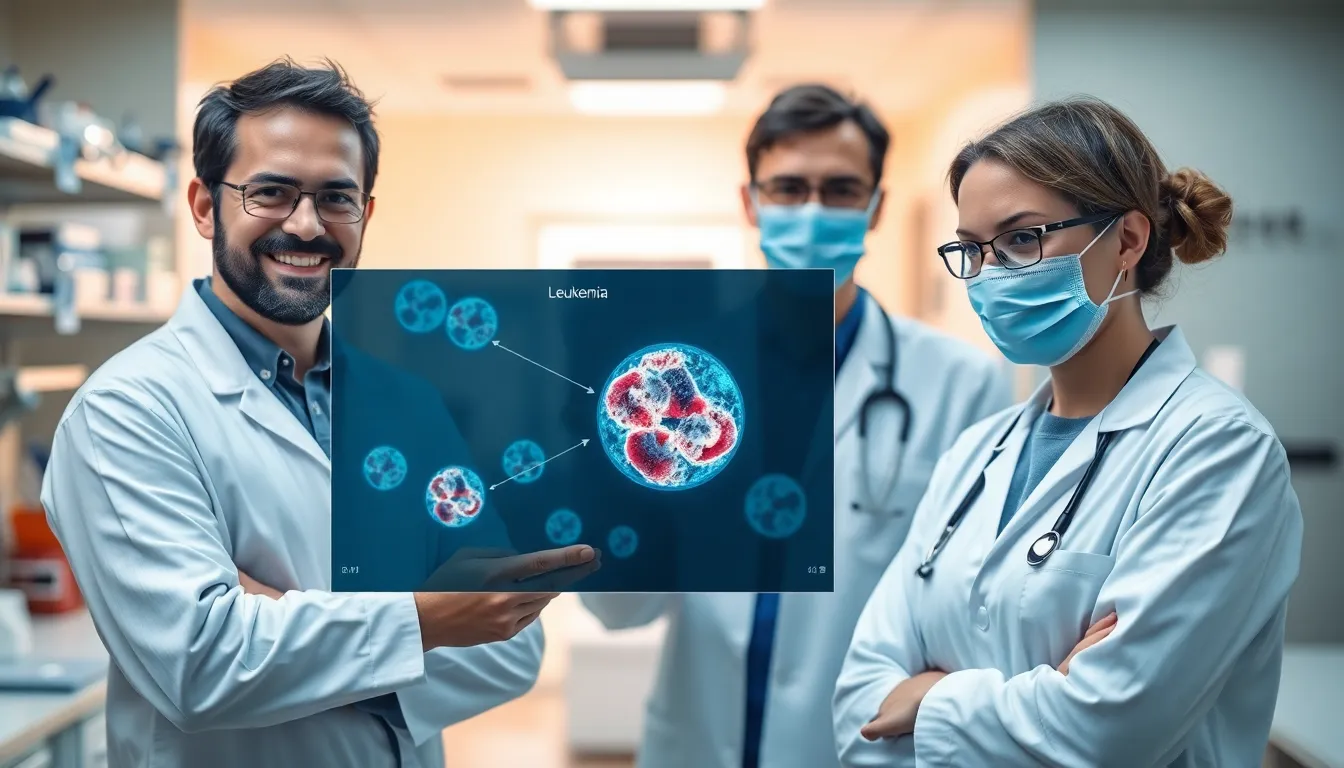 Microscopic view of a blood smear highlighting abnormal cells detected by AI