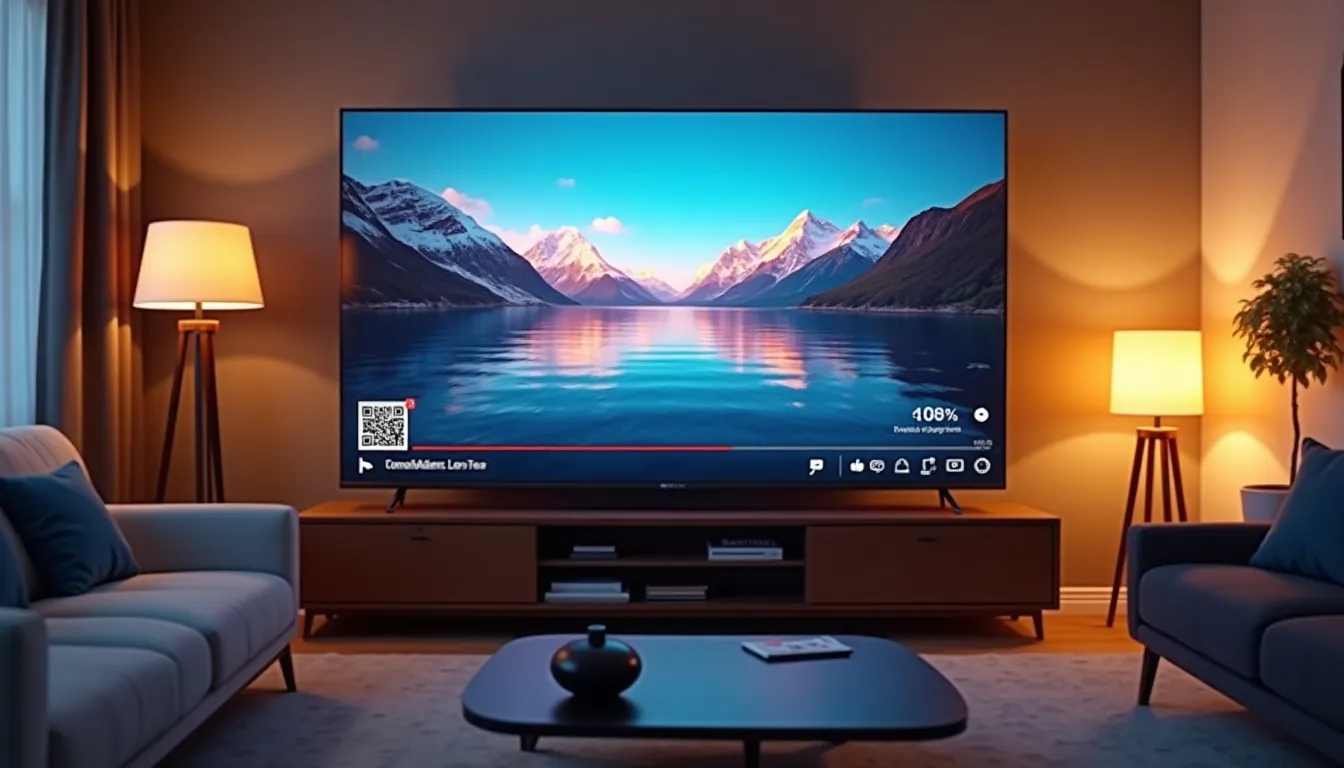 YouTube's new TV interface with AI upscaling and QR codes